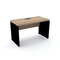 Mesa De Escritório Com Caixa De Tomada Pe40 Em Mdp 120 X 60 Cm Noce Naturalle Base Preta - 1