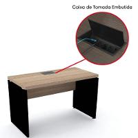 Mesa De Escritório Com Caixa De Tomada Pe40 Em Mdp 120 X 60 Cm Noce Naturalle Base Preta - 3