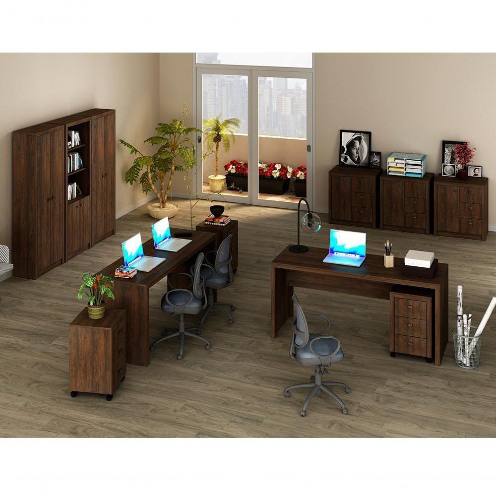 Conjunto Escritorio Completo 11 Peças Cj8 Rustico Rustico - 1
