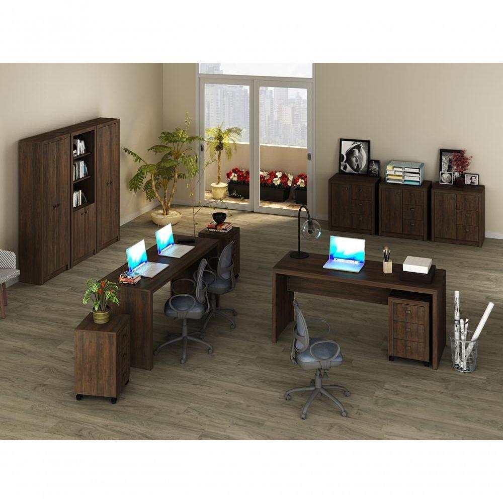 Conjunto Escritorio Completo 11 Peças Cj8 Rustico Rustico - 3