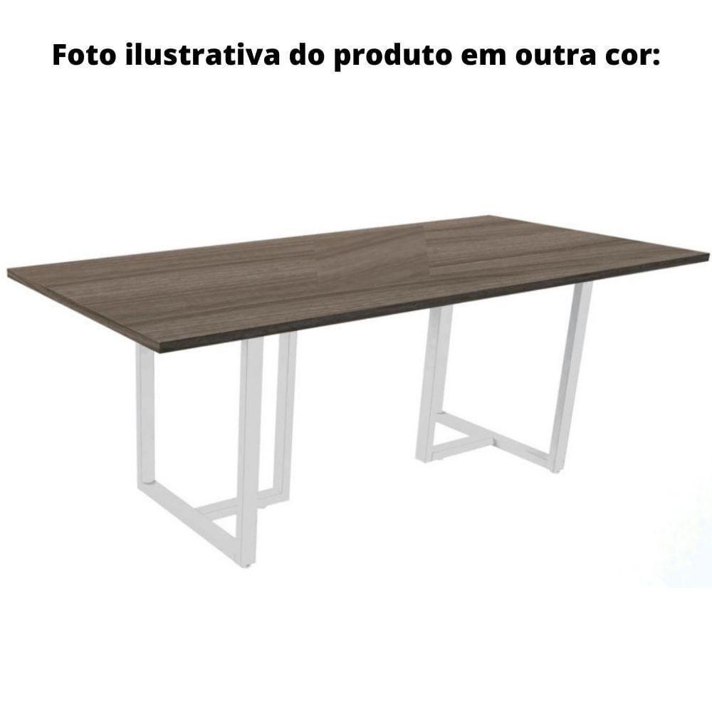 Mesa De Reunião Retangular 200 X 90 Cm Pé Tub Pe25 Em Mdp Cinza Com Base Preta - 2