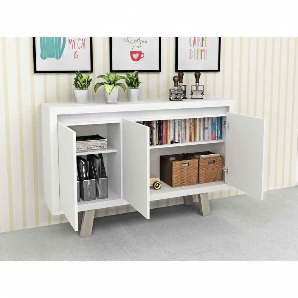 Armario Balcão Para Escritório Me4120 Branco Branco - 6