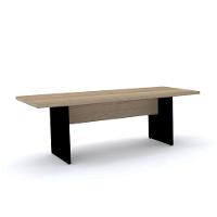 Mesa De Reunião Retangular 200 X 90 Cm Pé Painel Pe40 Em Mdp Noce Naturalle Base Preta - 1