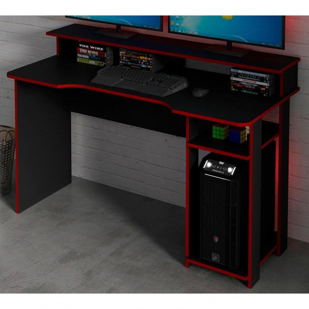 Mesa Para Computador Gamer Me4153 Preto Vermelho - 5