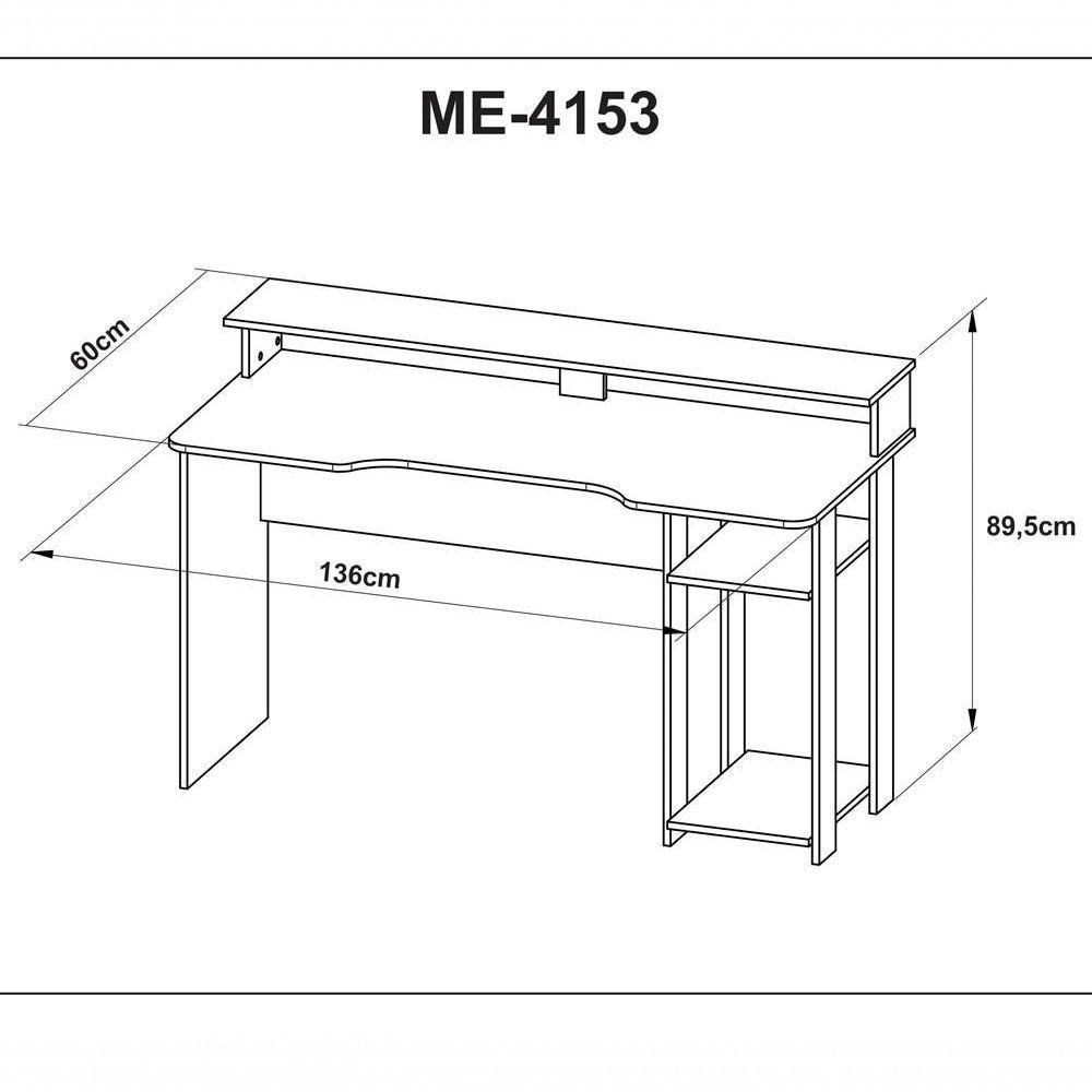 Mesa Para Computador Gamer Me4153 Preto Vermelho - 6