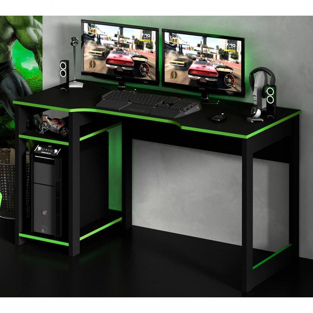 Mesa Para Computador Gamer Me4152 Preto Verde Preto Verde - 9