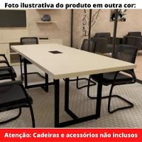 Mesa De Reunião Com Caixa De Tomada Retangular 200X90 Cm Pé Tubular Pe25 Em Mdp Cinza Com Base Cinza - 3
