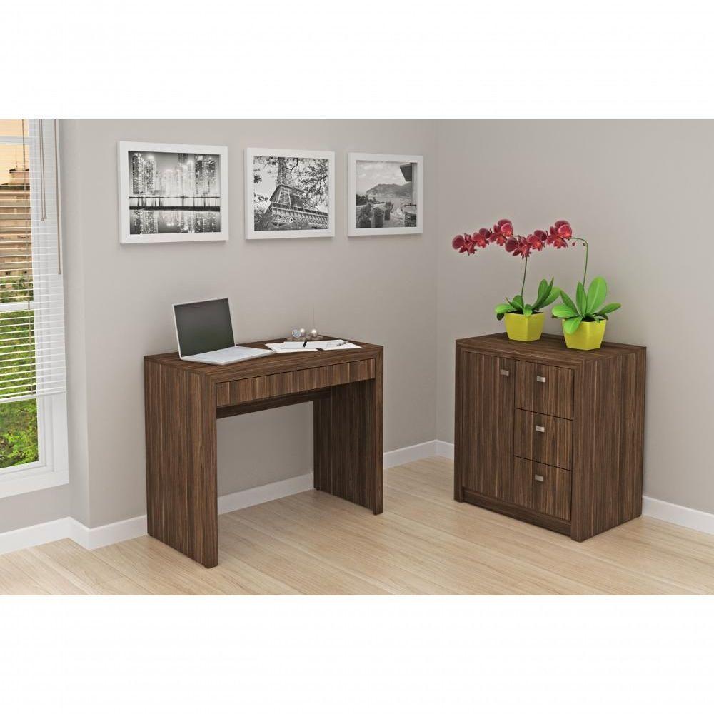 Conjunto Escritorio 02 Peças Cj11 Nogal Tecno Mobili Nogal - 8