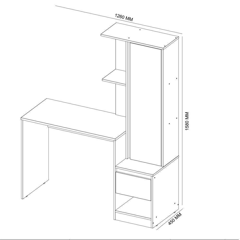 Escrivaninha Com Armário 1 Porta Office Morada Grafito - 2