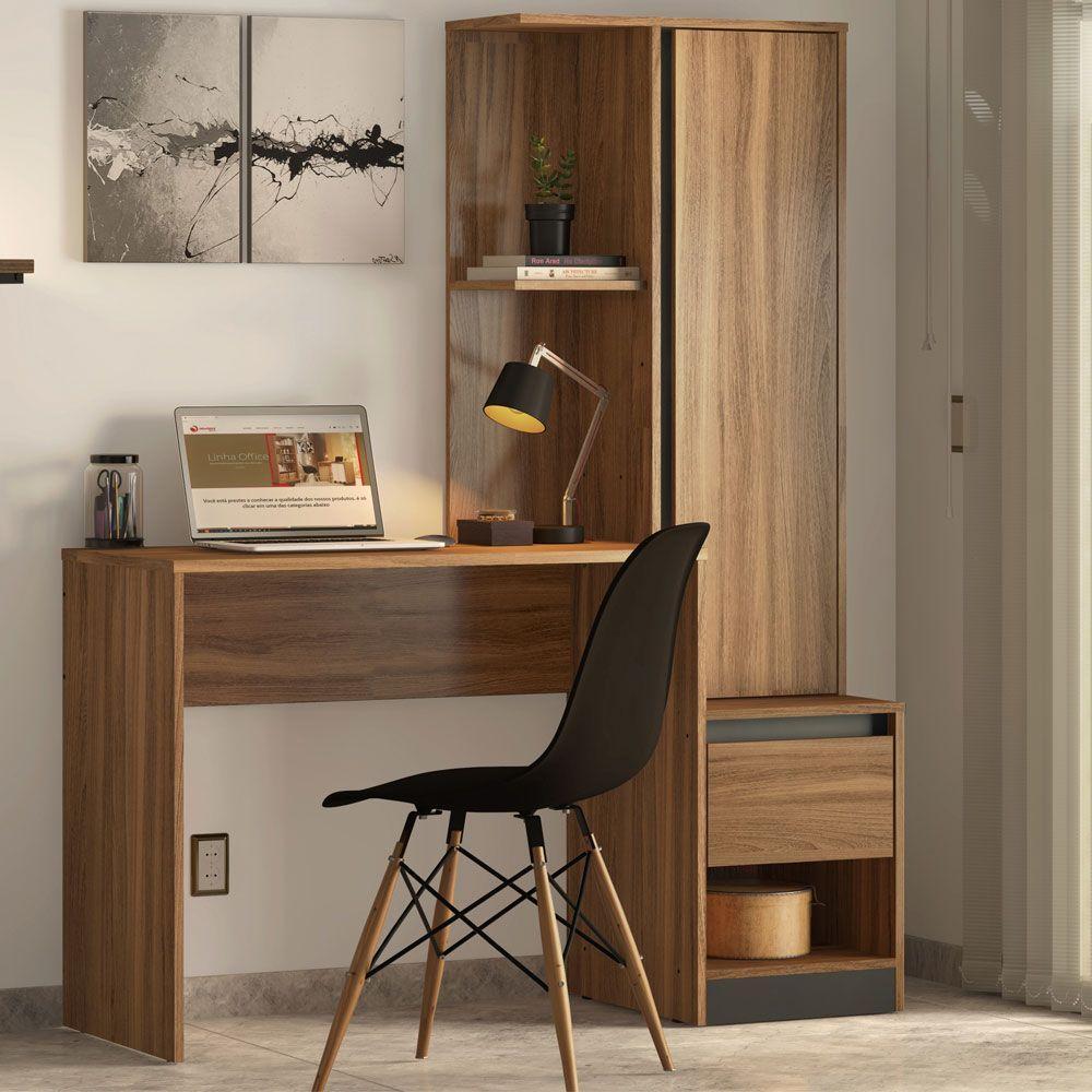 Escrivaninha Com Armário 1 Porta Office Morada Grafito - 3