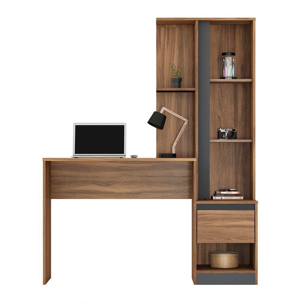 Escrivaninha Com Armário 1 Porta Office Morada Grafito - 4