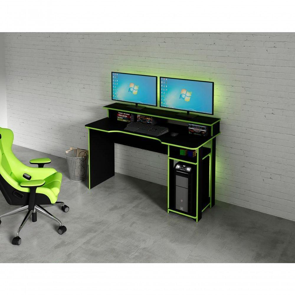 Mesa Para Computador Gamer Me4153 Preto Verde Preto Verde - 2