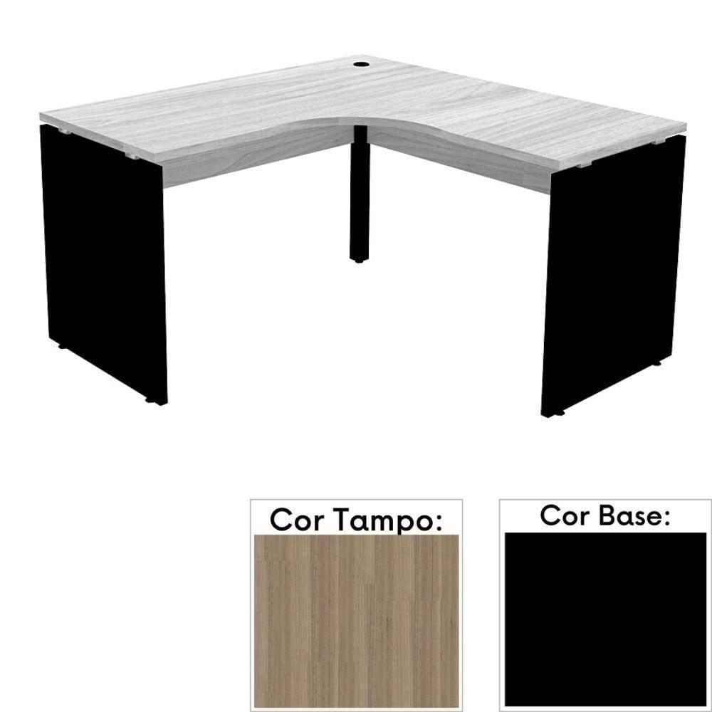 Mesa De Escritório Em L Pé Painel Pe25 Em Mdp 125 X 125 X 60 Cm Cor Noce Naturalle E Base Preta - 1