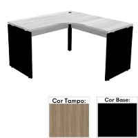 Mesa De Escritório Em L Pé Painel Pe25 Em Mdp 125 X 125 X 60 Cm Cor Noce Naturalle E Base Preta - 1
