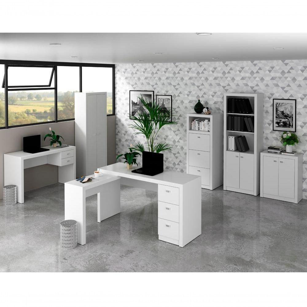 Conjunto Escritorio Completo 6 Peças Cj4 Branco Branco - 1