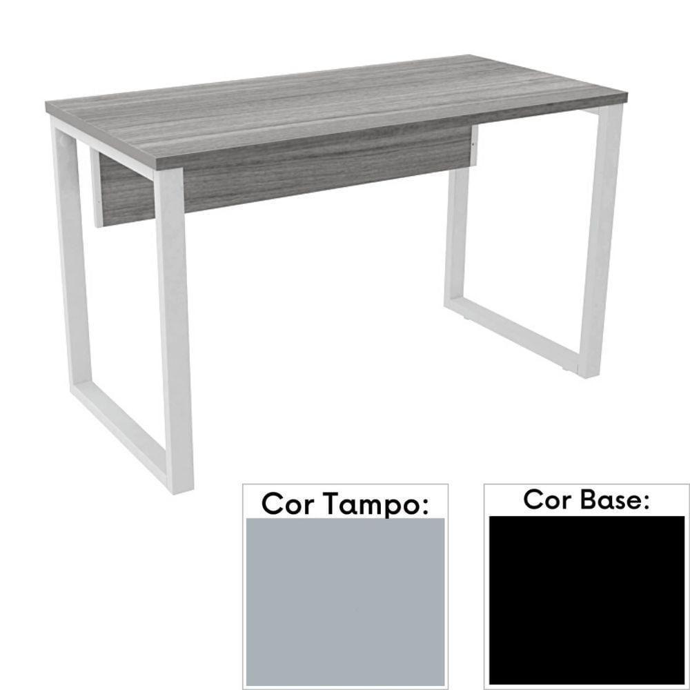 Mesa De Escritório Pé Tubular Pe25 Em Mdp 90 X 60 Cm Cinza Com Base Preta - 1
