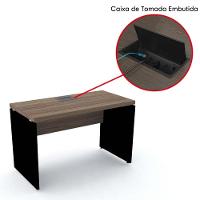 Mesa De Escritório Pé Painel Com Caixa De Tomada Pe40 Em Mdp 120 X 60 Cm Walnut Base Preta - 3