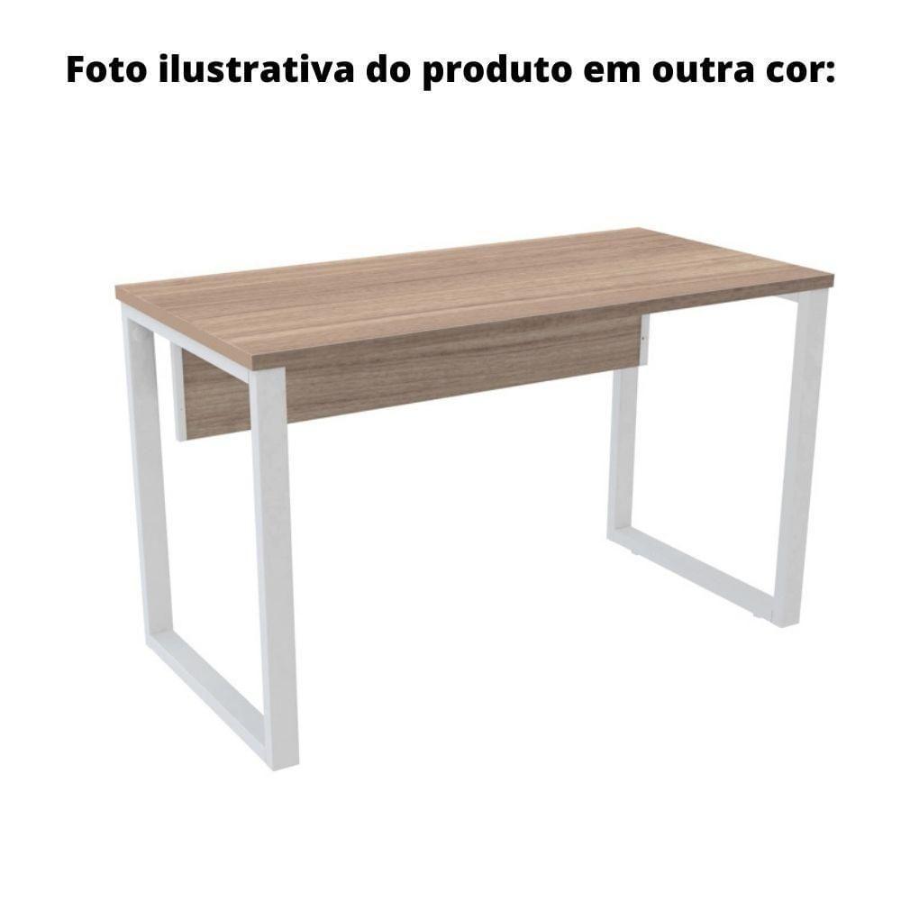 Mesa De Escritório Pé Tubular Pe25 Em Mdp 134 X 60 Cm Cinza Com Base Preta - 5