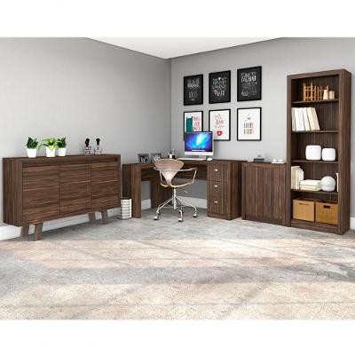 Conjunto Escritorio Completo 4 Peças Cj1 Nogal Nogal