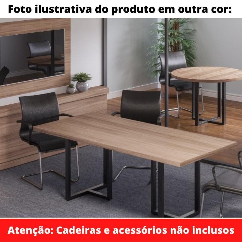 Mesa De Reunião Retangular 200 X 90 Cm Pé Tub Pe25 Em Mdp Cinza Base Cinza - 2
