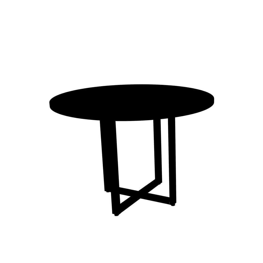 Mesa De Reunião Redonda 110 X 110 Cm Pé Tubular Pe25 Em Mdp Preta Com Base Preta - 1