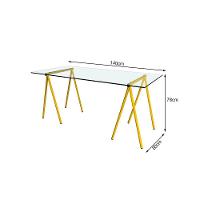 Escrivaninha De Vidro Itaim Cavalete Base Ferro Amarelo - Cor: Branco - 3