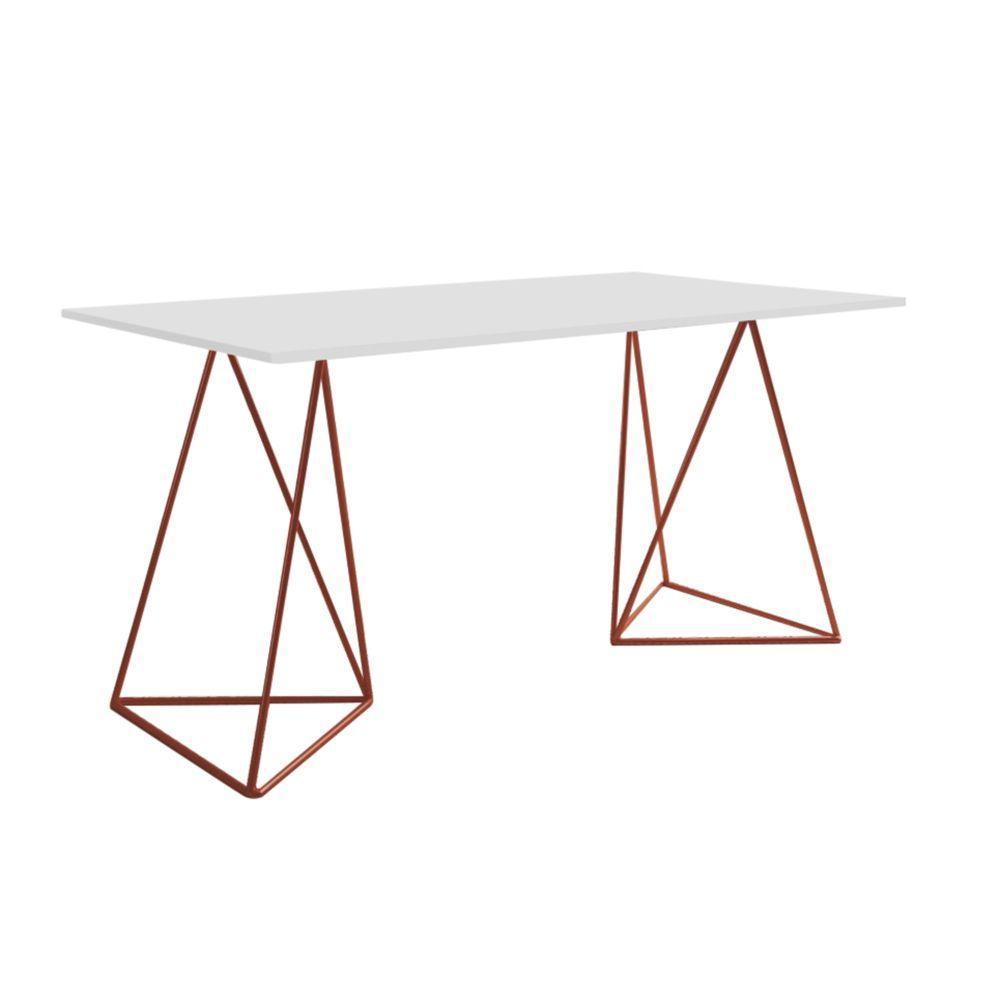 Escrivinha Mesa Bela Vista Cobre E Tampo Branco - Cor: Branco - 1