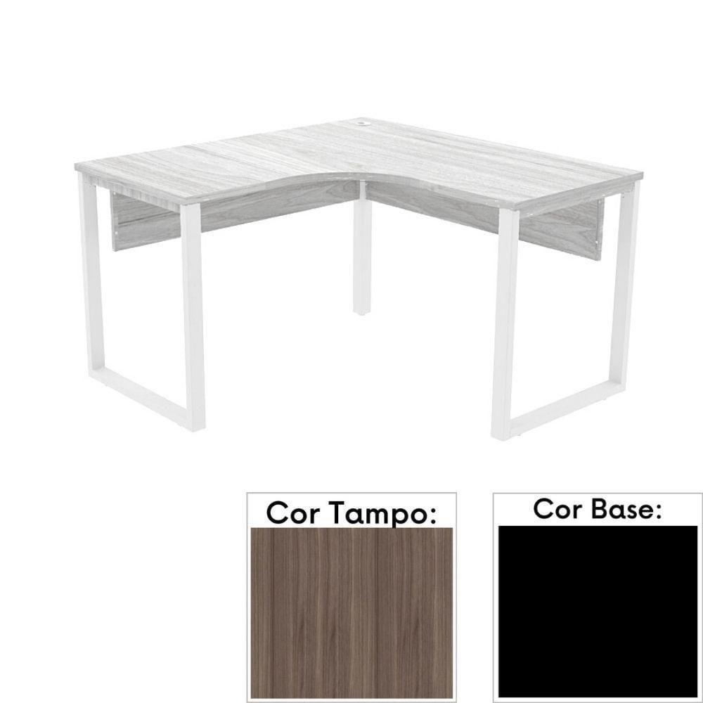 Mesa De Escritório Em L Pé Tubular Pe25 Em Mdp 145 X 145 X 60 Cm Cor Walnut E Base Preta - 1