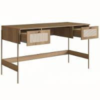 Escrivaninha Oslo Artesano 139 Cm (largura) Em Mdp Palha Natural Cor Mel Base Metal - 5