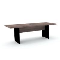 Mesa De Reunião Com Caixa De Tomada Retangular 200 X 90 Cm Pé Painel Pe40 Em Mdp Walnut Base Preta - 1