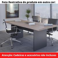 Mesa De Reunião Com Caixa De Tomada Retangular 200 X 90 Cm Pé Painel Pe40 Em Mdp Walnut Base Preta - 5
