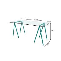 Escrivaninha De Vidro Itaim Cavalete Base Ferro Azul Turquesa - Cor: Branco - 3