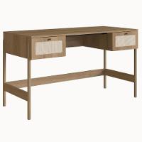 Escrivaninha Oslo Artesano 139 Cm (largura) Em Mdp Palha Natural Cor Mel Base Madeira - 1