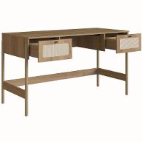 Escrivaninha Oslo Artesano 139 Cm (largura) Em Mdp Palha Natural Cor Mel Base Madeira - 2