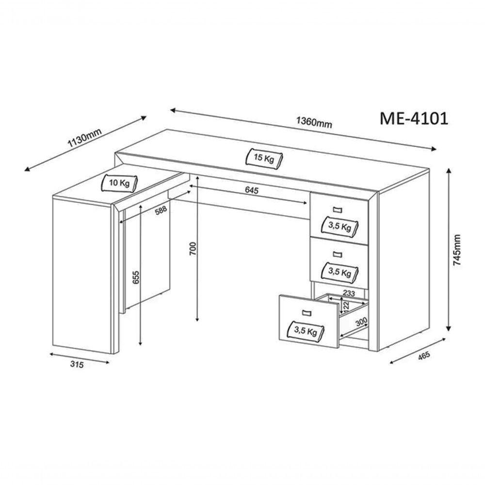 Conjunto Escritorio Completo 4 Peças Cj1 Rustico Rustico - 9