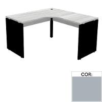 Mesa De Escritório Em L Pé Painel Pe25 Em Mdp 135 X 135 X 60 Cm Cinza Com Base Cinza - 1