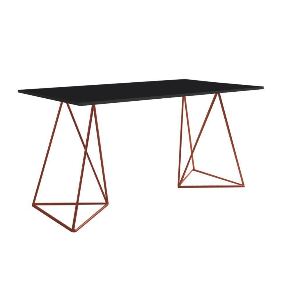 Escrivinha Mesa Bela Vista Cobre E Tampo Preto - Cor: Preto - 1