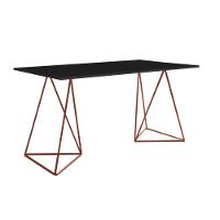 Escrivinha Mesa Bela Vista Cobre E Tampo Preto - Cor: Preto - 1