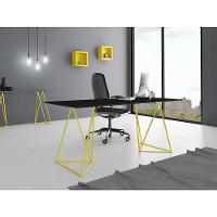 Escrivaninha Bela Vista Cavalete Tampo Preto Base Ferro Amarelo - Cor: Preto - 2