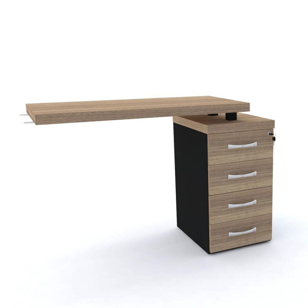 Mesa De Escritório Complemento 104 X 45 Cm Pé Gaveteiro 4 Gavetas Pe40 Em Mdp Cor Noce Naturalle - 1