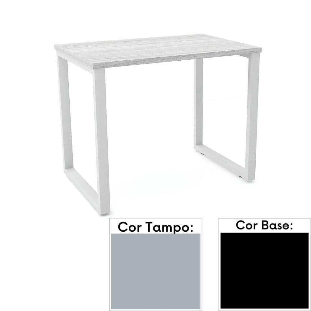 Mesa De Escritório Pé Tubular Pe25 Em Mdp 90 X 45 Cm Cinza Com Base Preta - 1
