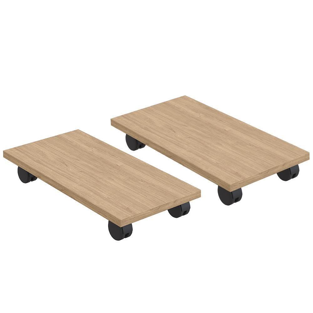 Kit 02 Suportes Para Cpu Com Rodízios Cyber L03 Amadeirado - 1