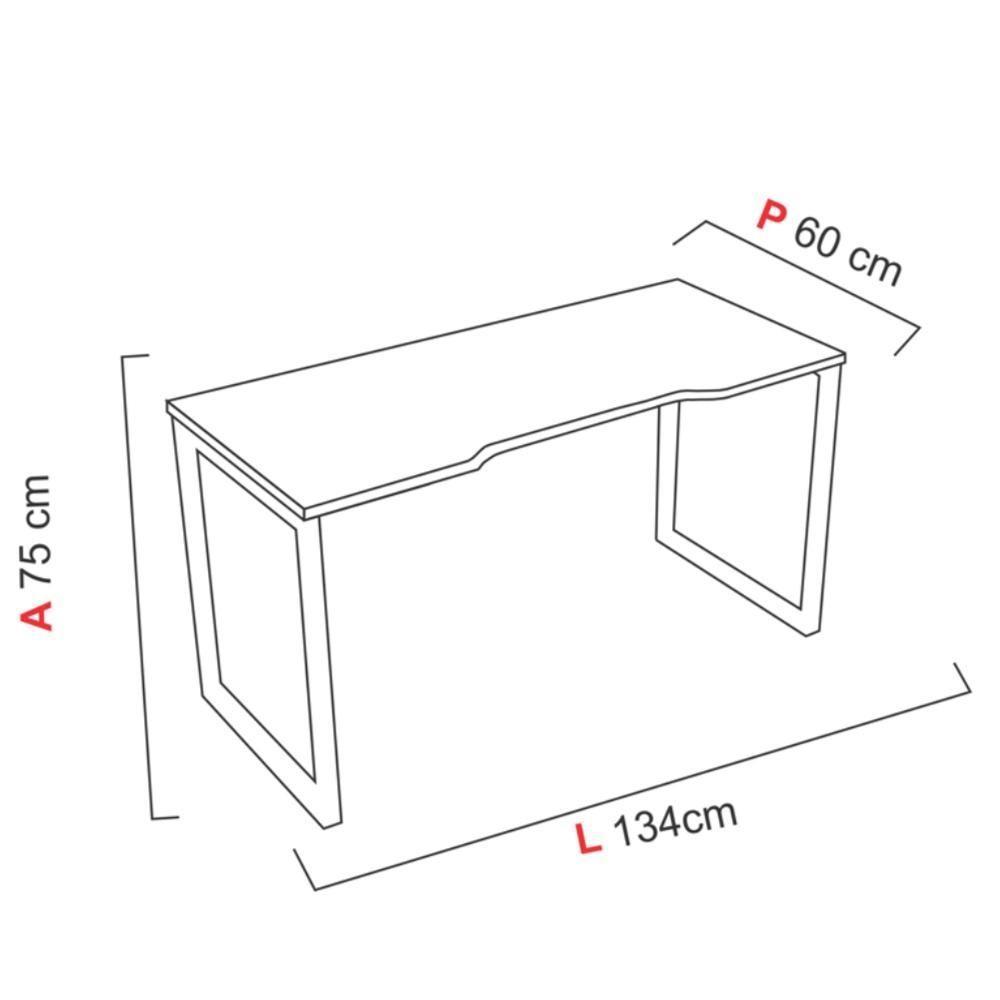 Mesa Gamer Retangular Home Office 134 X 60 Cm Pé Tubular Preto Com Borda Amarela - 3