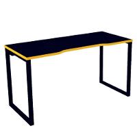 Mesa Gamer Retangular Home Office 134 X 60 Cm Pé Tubular Preto Com Borda Amarela - 1