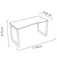Mesa Gamer Retangular Home Office 134 X 60 Cm Pé Tubular Preto Com Borda Amarela - 3