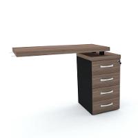 Mesa De Escritório Complemento 104 X 45 Cm Pé Gaveteiro 4 Gavetas Pe40 Em Mdp Walnut - 1