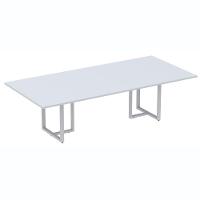 Mesa De Reunião Retangular 260 X 120 Cm Pé Tubular Pe25 Em Mdp Cinza Base Cinza - 1