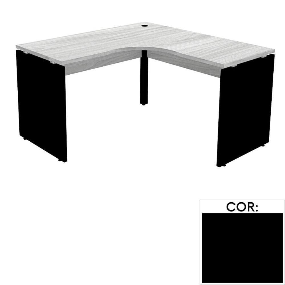 Mesa De Escritório Em L Pé Painel Pe25 Em Mdp 145 X 145 X 60 Cm Preta Com Base Preta - 1