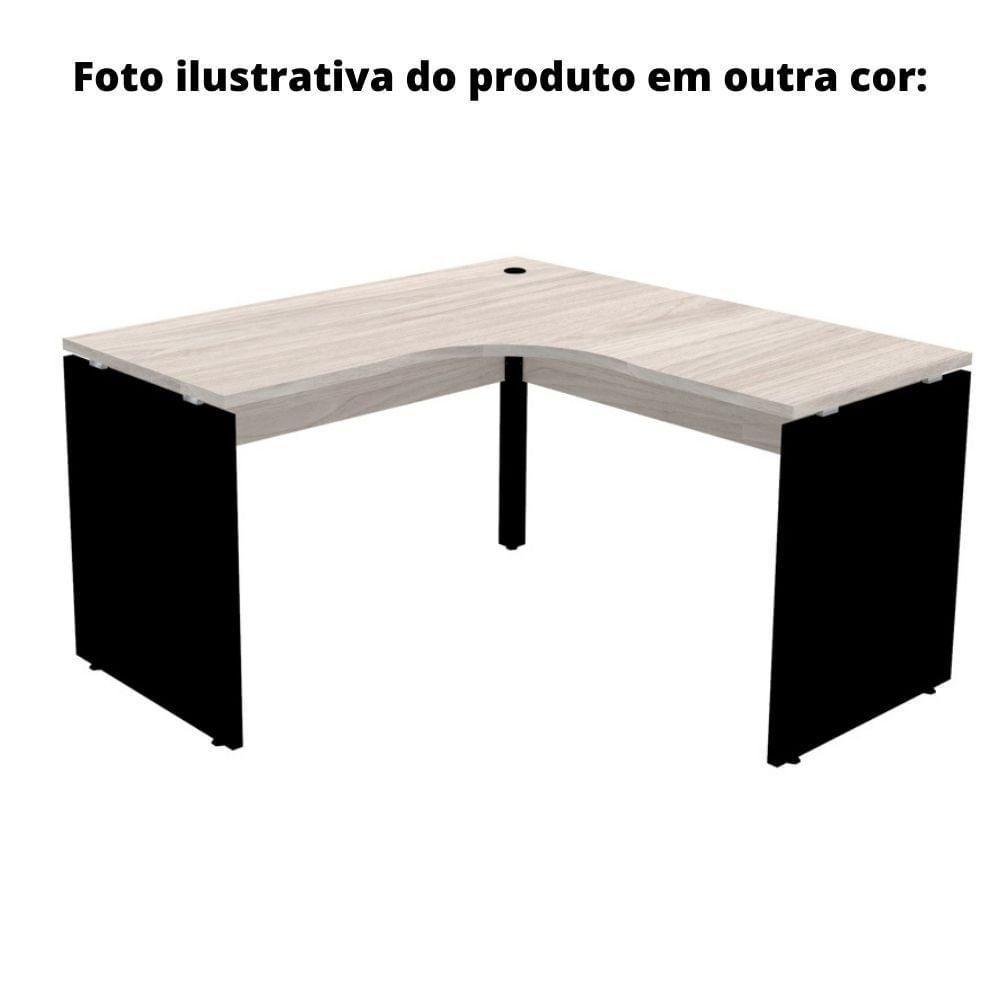Mesa De Escritório Em L Pé Painel Pe25 Em Mdp 145 X 145 X 60 Cm Preta Com Base Preta - 6