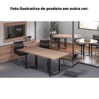 Mesa De Reunião Retangular 200 X 90 Cm Pé Tub Pe25 Em Mdp Noce Naturale Com Base Branca - 2